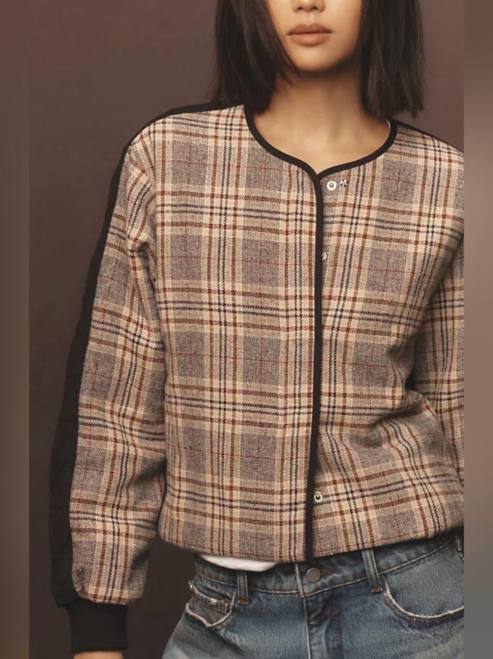 Anthropologie Dolan Left Coast Fabric Mix Quilted Jacket size L